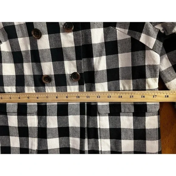 TROVATA Coat Jacket Sz L Large Double Breasted Pleated Back Gingham Buffalo NWOT - Picture 12 of 15